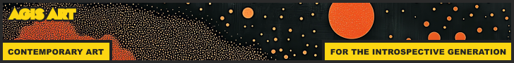 AGIS Digital Art leaderboard banner – modern abstract dotted design in orange and black, promoting contemporary introspective art