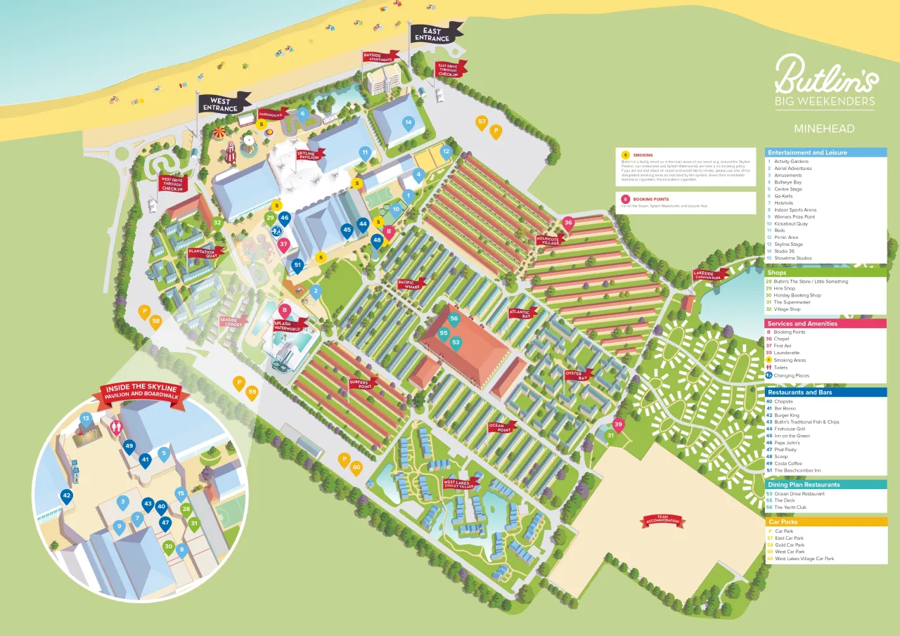 Illustrated map of Butlins Minehead.